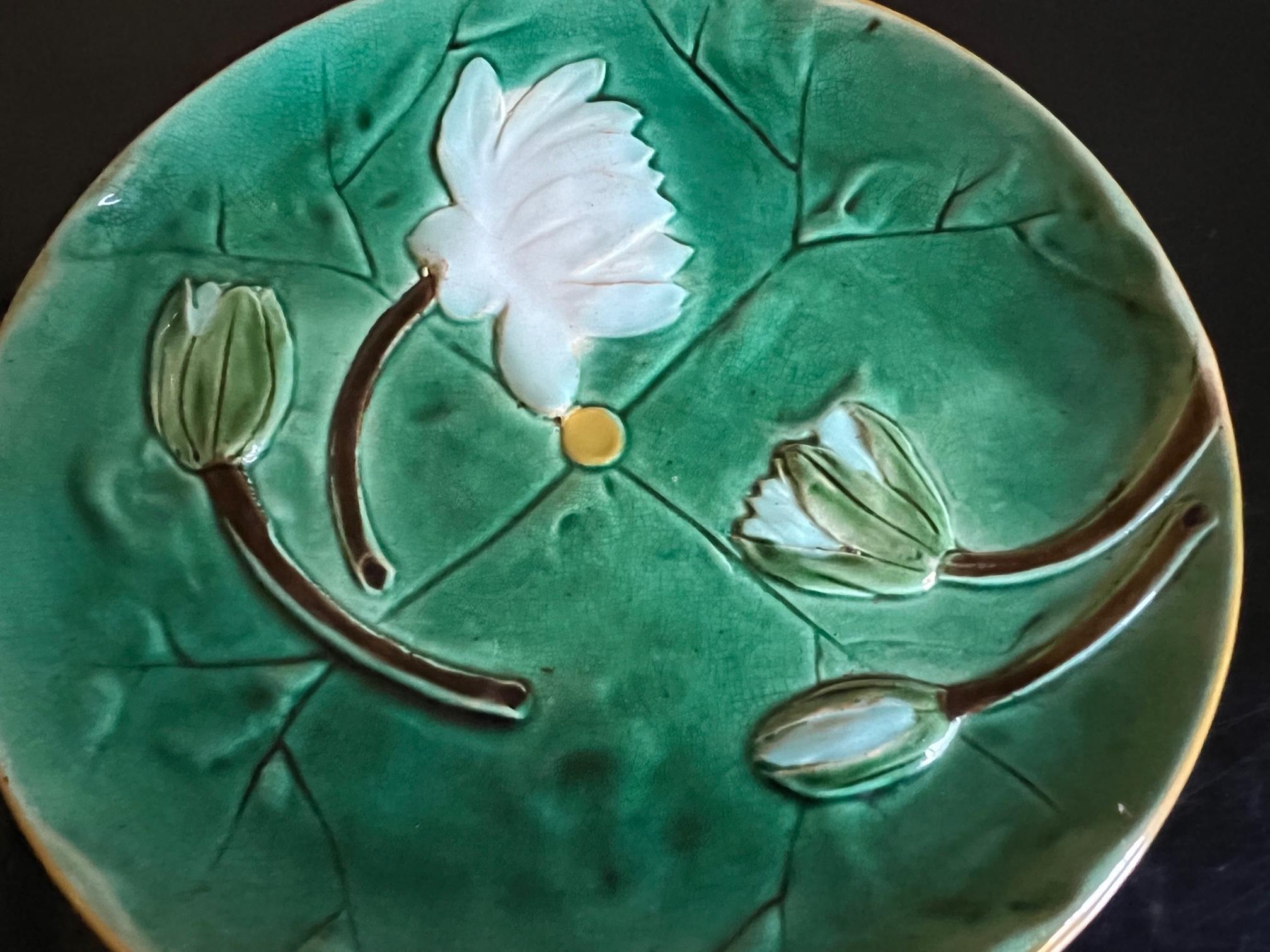 Joseph Holdcraft Majolica Pond Lily Plate, C. 1885 For Sale 1