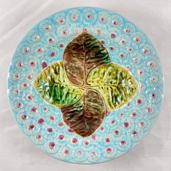 Joseph Holdcroft English Majolica Leaf & Dandelion Majolica Bowl