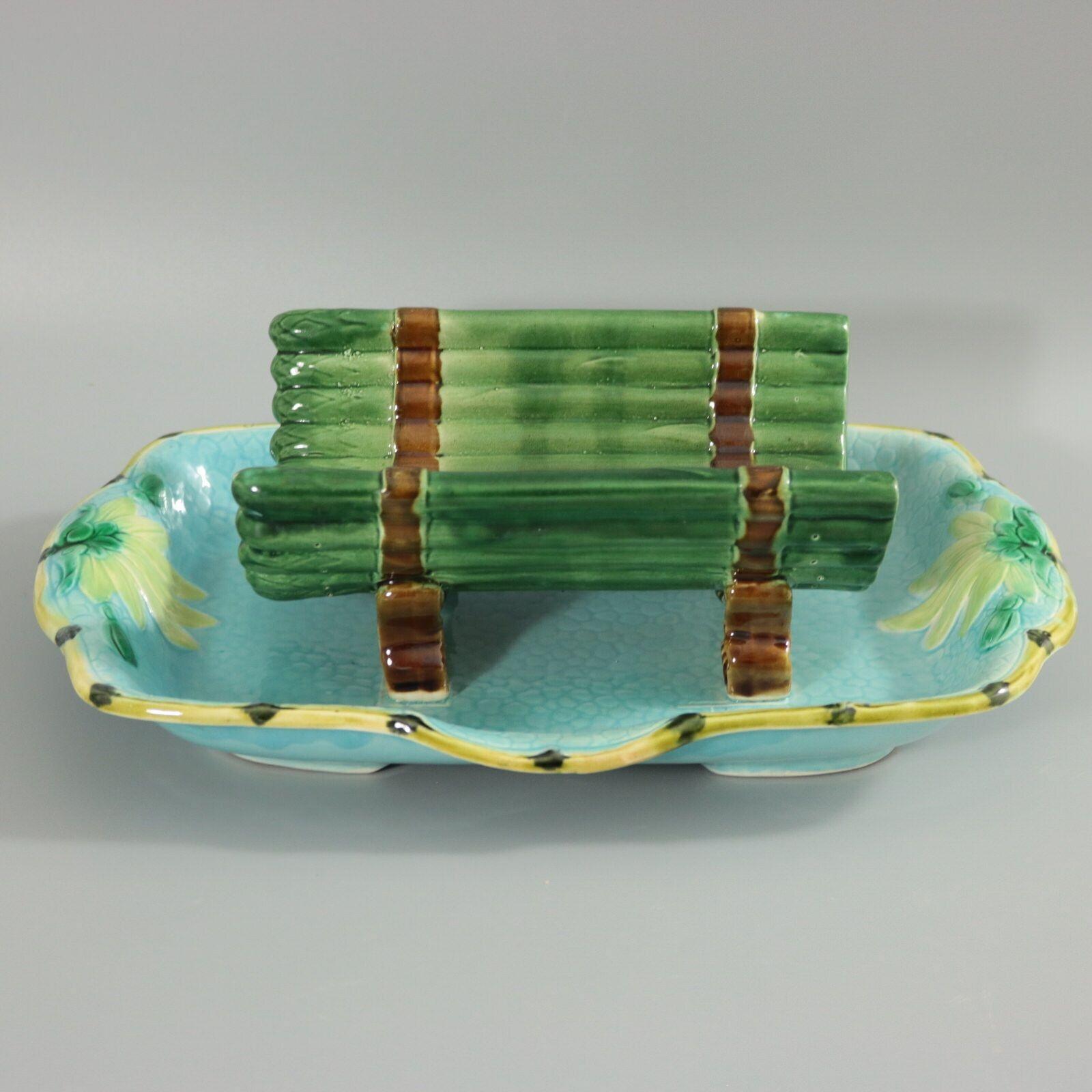 Joseph Holdcroft Majolica Asparagus Server In Good Condition For Sale In Chelmsford, Essex