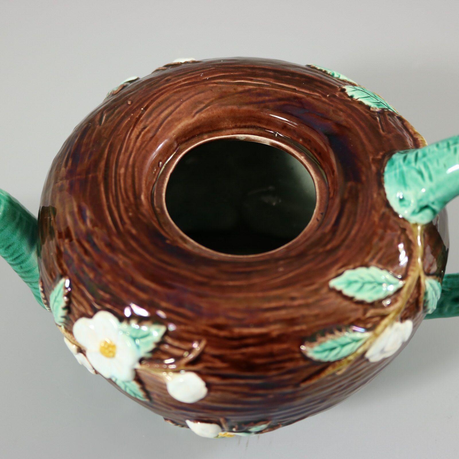 Joseph Holdcroft Majolica Bird on Nest Teapot For Sale 6