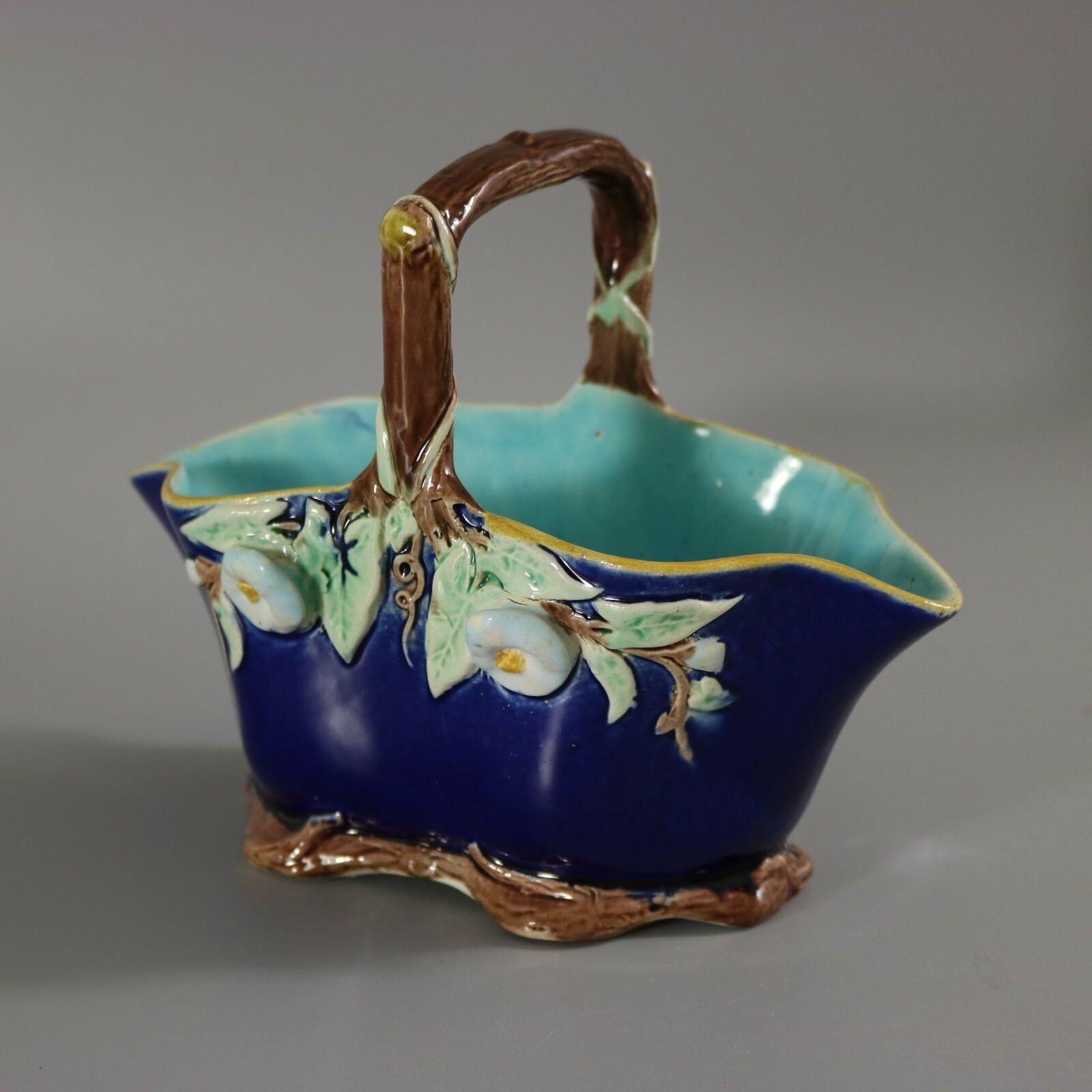 Late 19th Century Joseph Holdcroft Majolica Floral Basket