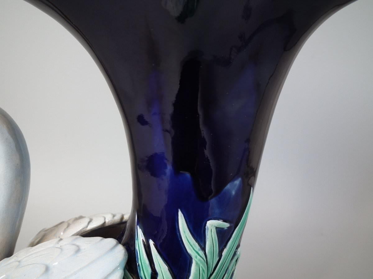 Joseph Holdcroft Majolica Swan Vase 8