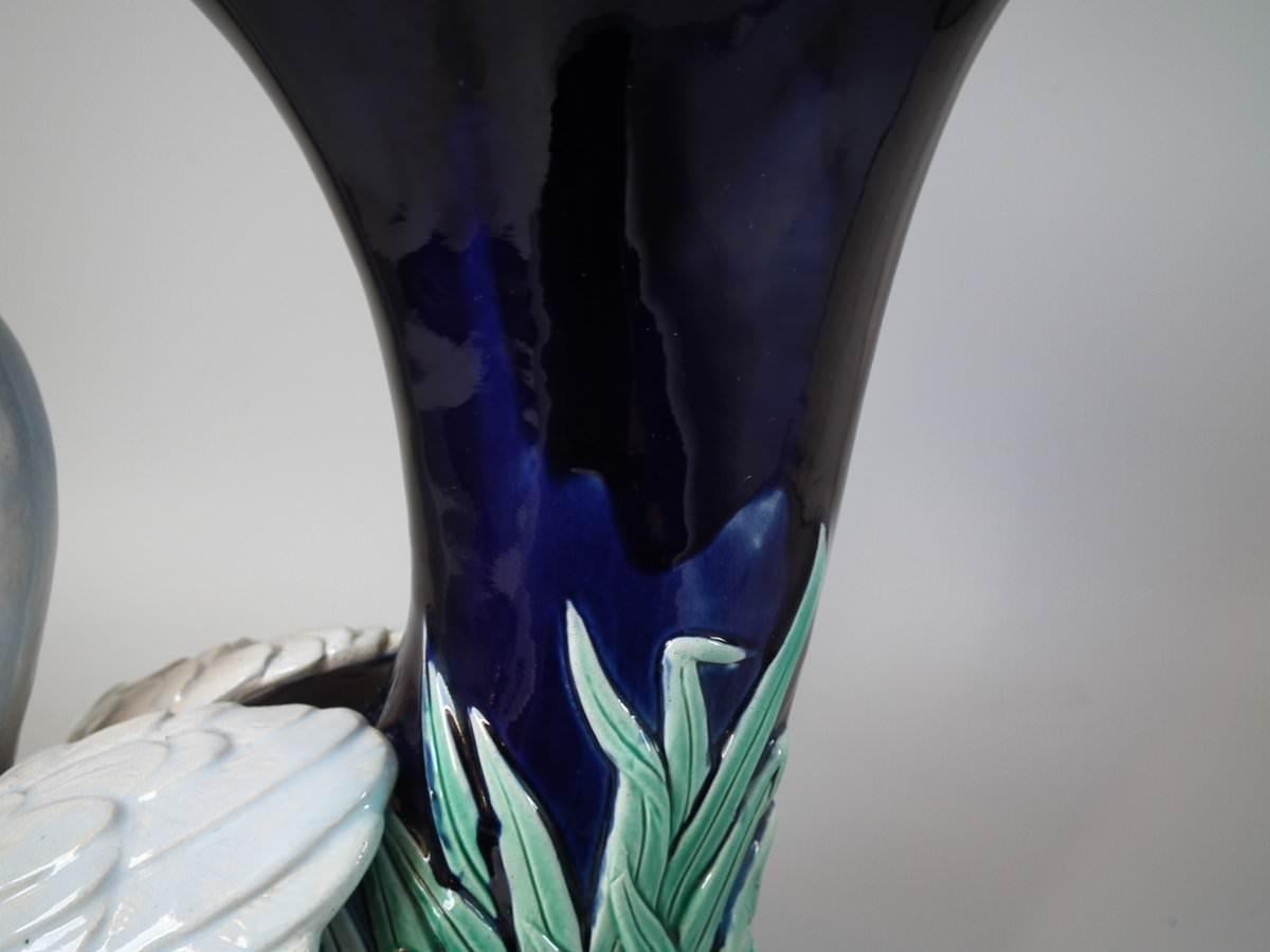 Joseph Holdcroft Majolica Swan Vase 9