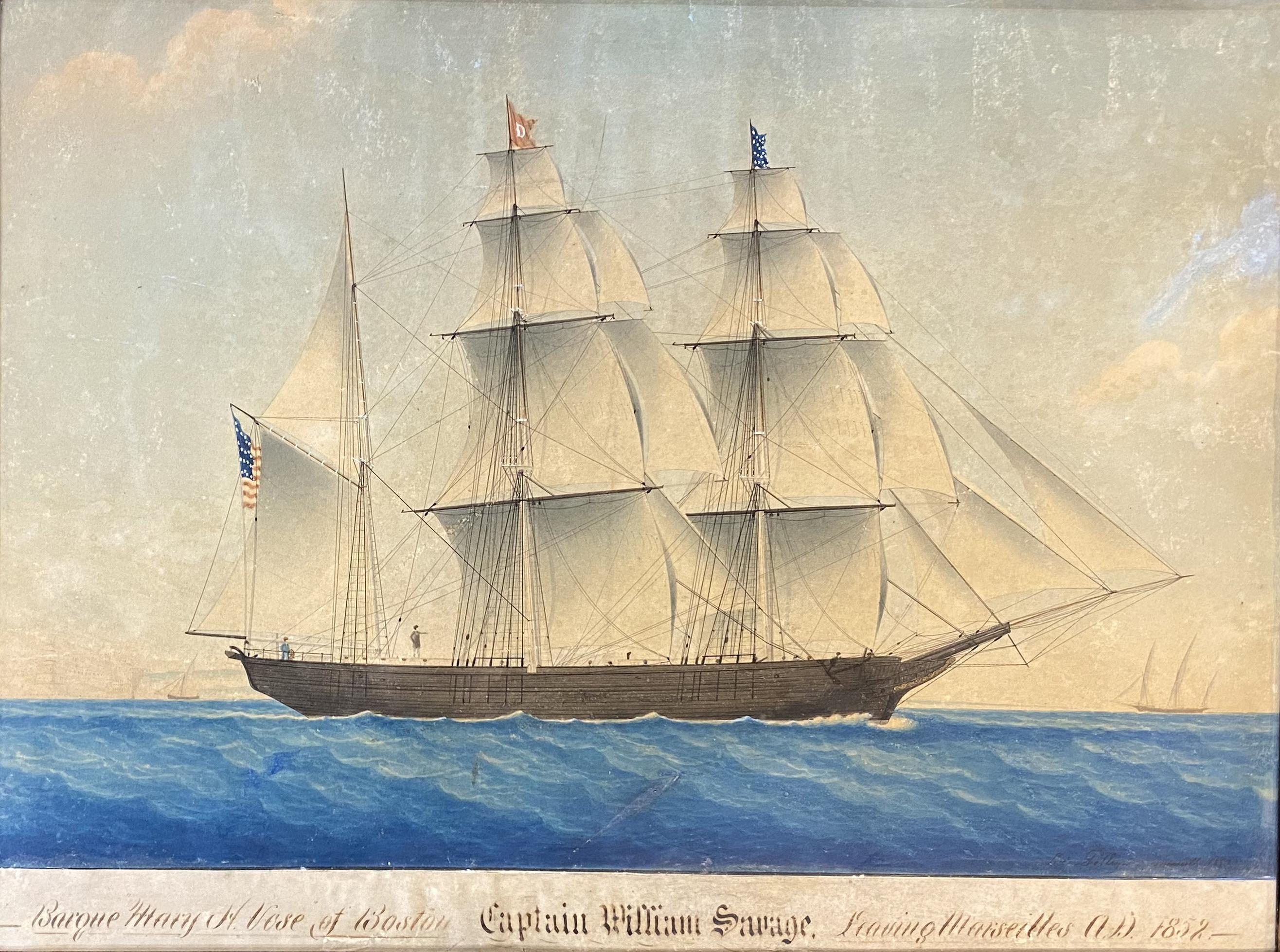 Barca Mary H. Vose - Art de Joseph Honore Maxime Pellegrin
