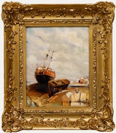 Attrib. Joseph Horlor (1809-1887) - Framed Oil, Beached Vessels