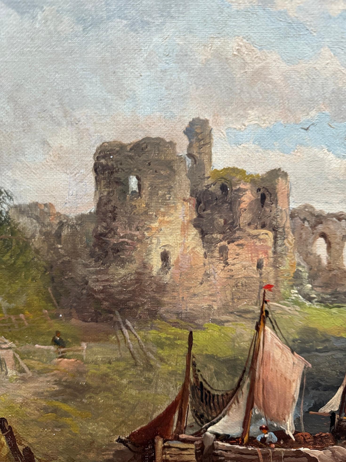 Wonderful Antique Victorian Welch landscape, Ruined Castle by the shore side with moored fishing boats

Joseph Horlor was born in Bath in 1809 and was a landscape painter of Welsh scenes and coastal views. By 1871 he was living in Bristol with his