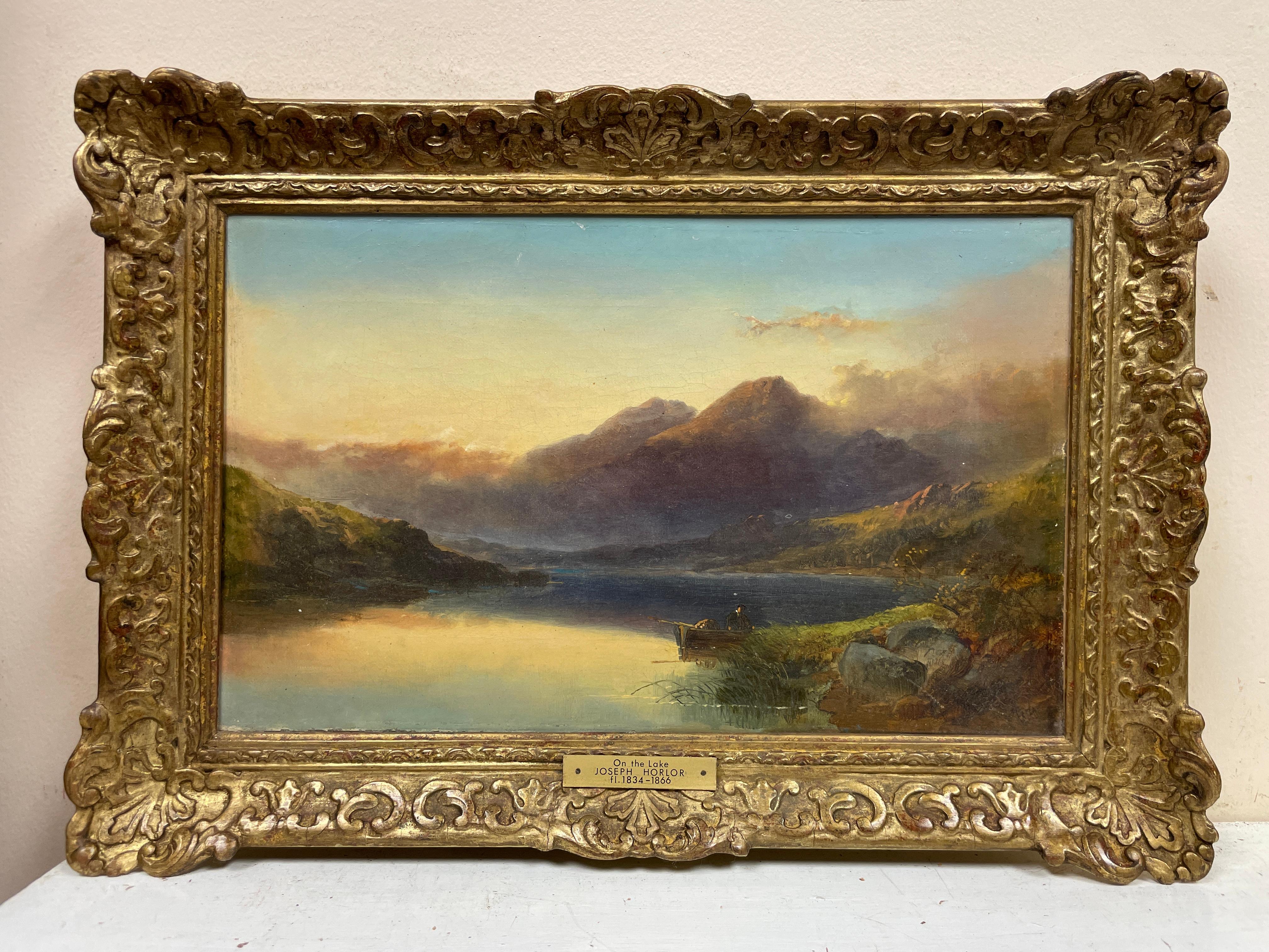 Fine Victorian Oil Figure in Rowing Boat at Sunset on Scottish Loch in Highlands For Sale 3