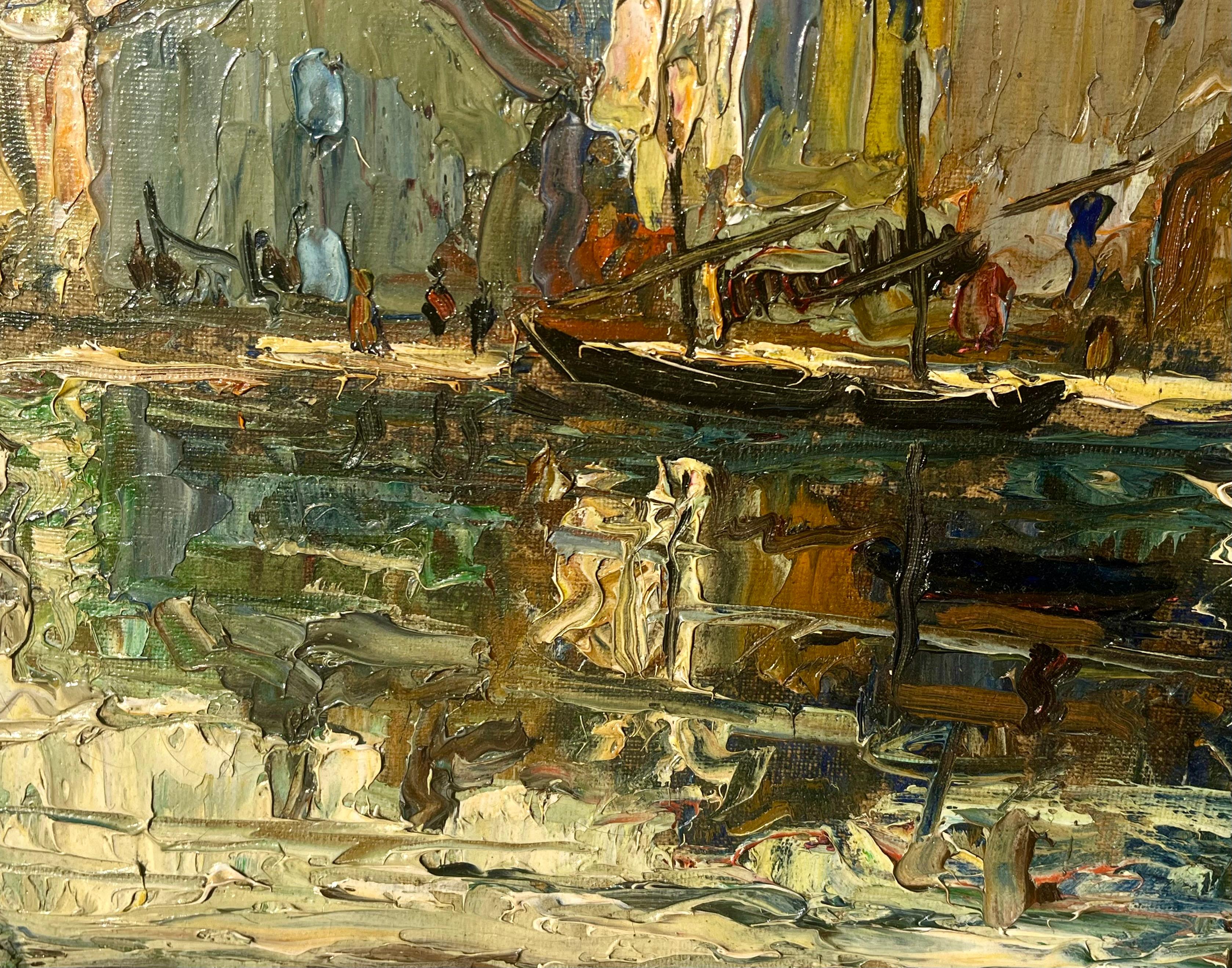 Navigare in una città costiera - Painting di Joseph Hurard