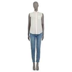 JOSEPH ivory silk GARCON CREPE DE CHINE Sleeveless Button Up Shirt 36 XS