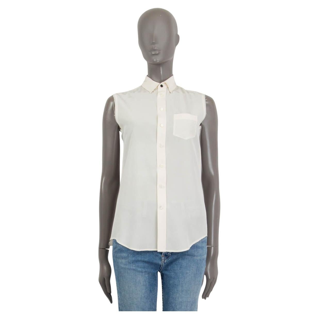 JOSEPH ivory silk GARCON CREPE DE CHINE Sleeveless Button Up Shirt 36 XS
