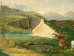 Antique Pastoral Scene - Miniature Oil Painting