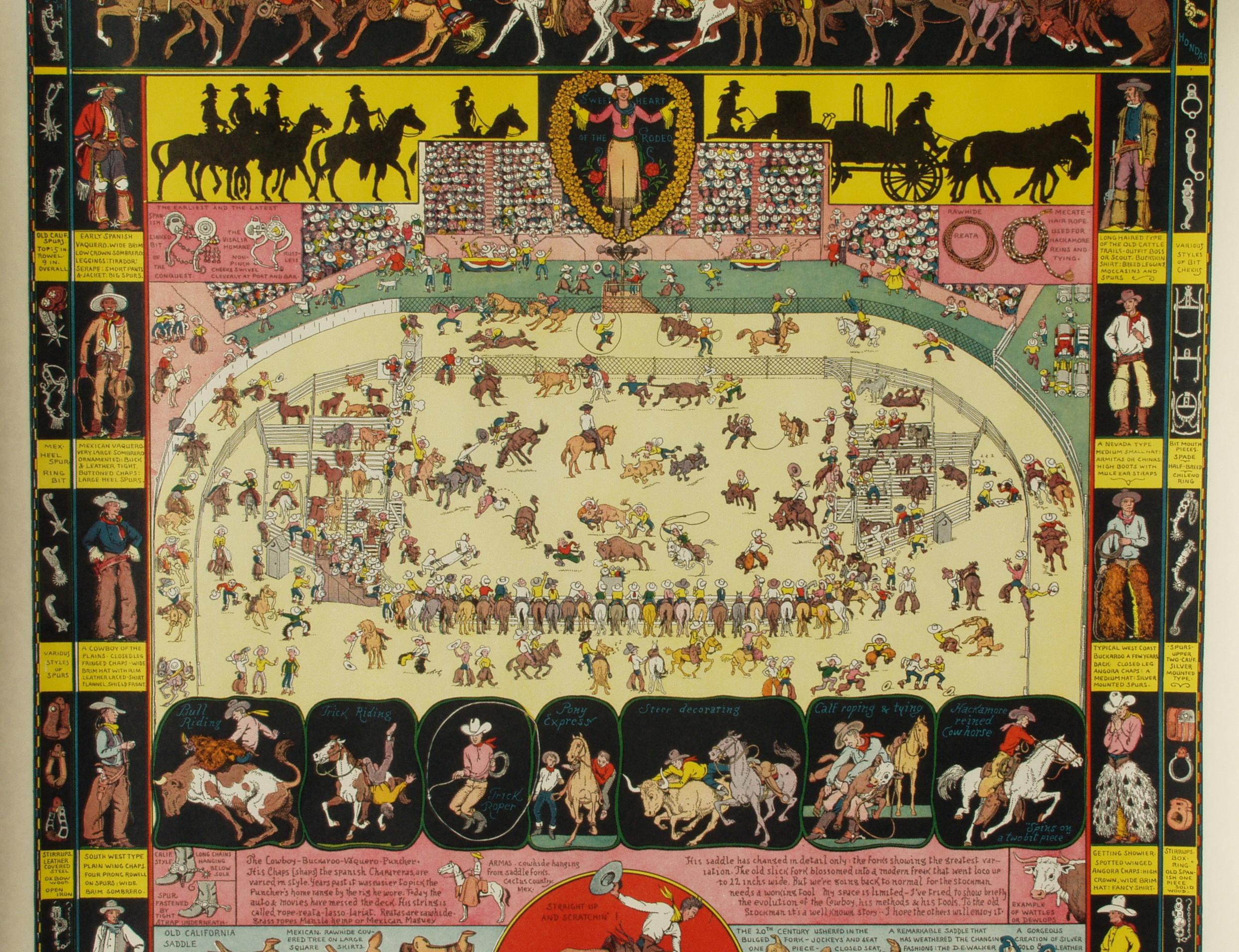 Jo Mora, Evoluzione del cowboy 1933, da Jo Mora Estate - Print Marrone di Joseph Jacinto Mora