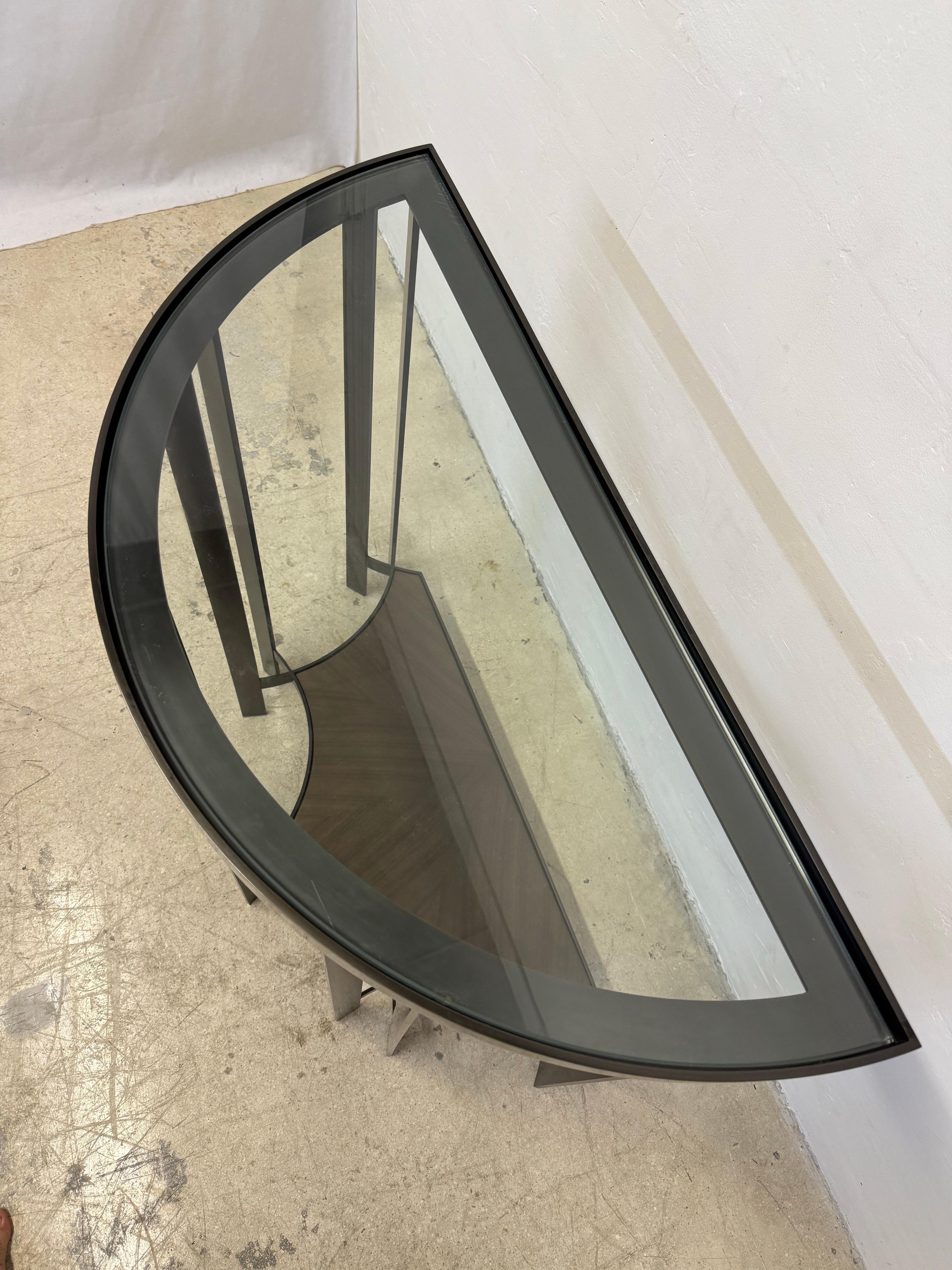 Joseph Jeup Bronze Acadia Demilune Console Table for Donghia, 2014 #2475 In Good Condition In Miami, FL
