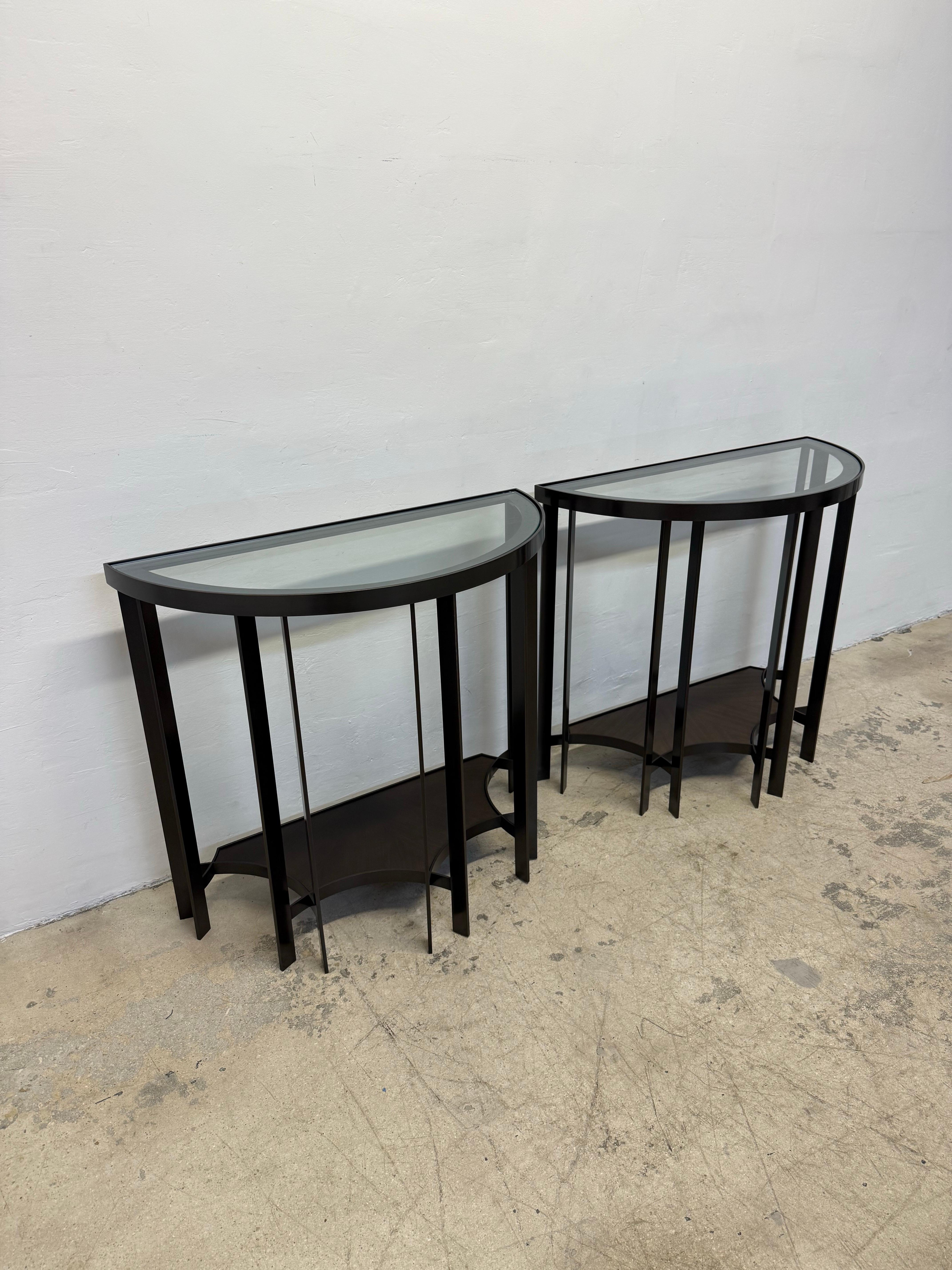 Modern Joseph Jeup Bronze Acadia Demilune Console Table for Donghia, 2014 - a Pair