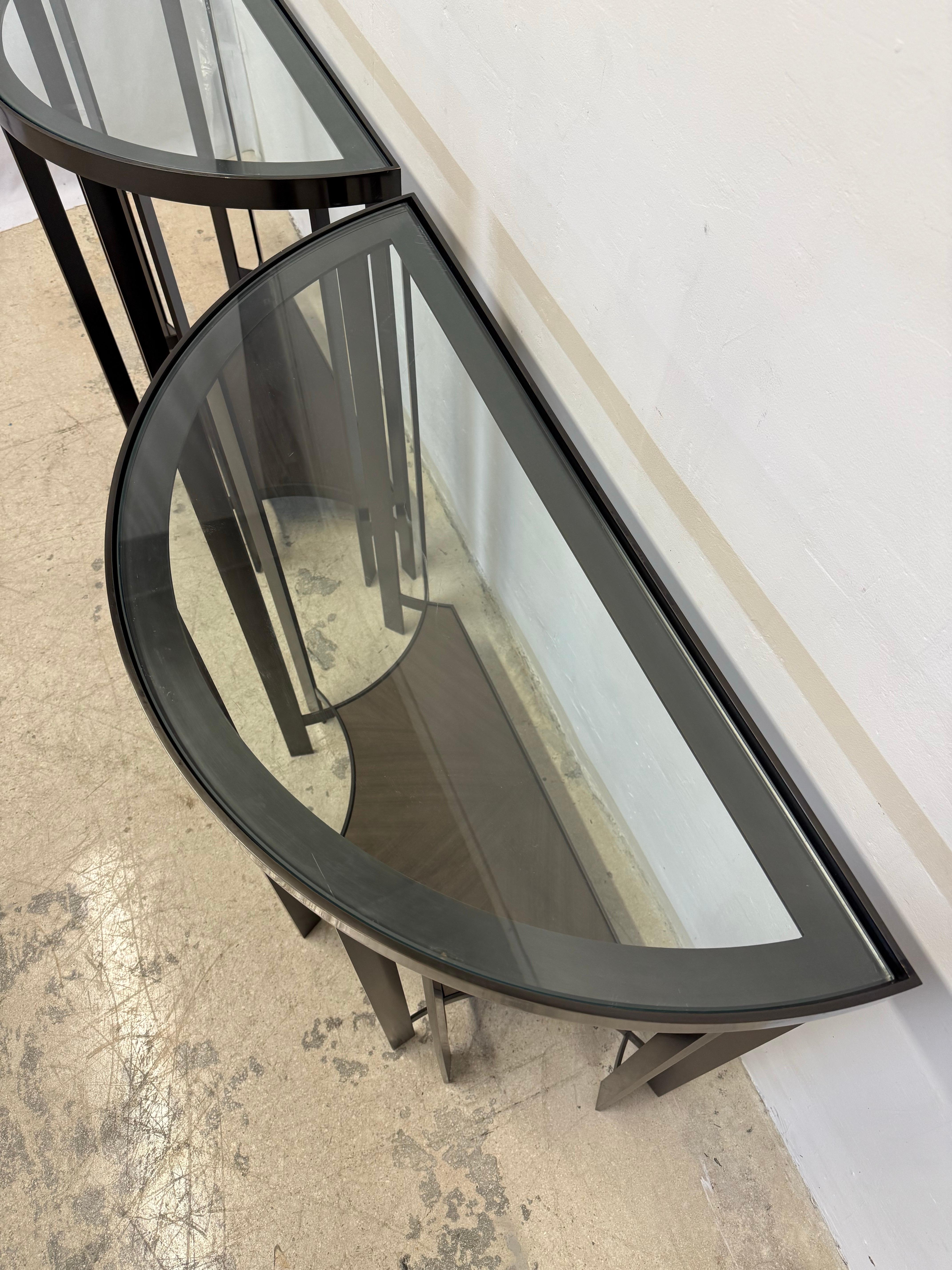 Joseph Jeup Bronze Acadia Demilune Console Table for Donghia, 2014 - a Pair In Good Condition In Miami, FL