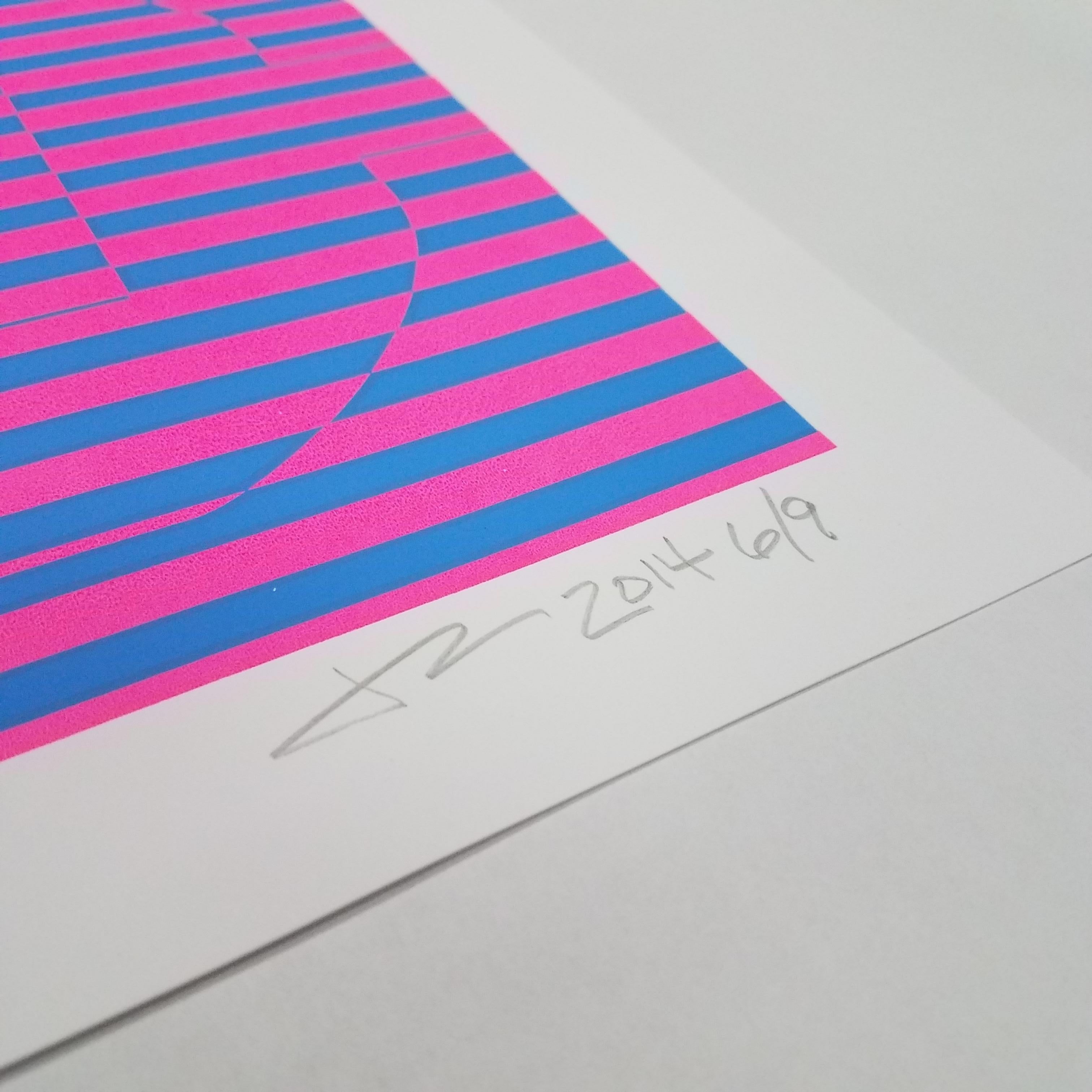 Venice Beach, Dope series in Fluorescent Pink and Blue Silk Screen print - Print by Joseph Juju Bottari