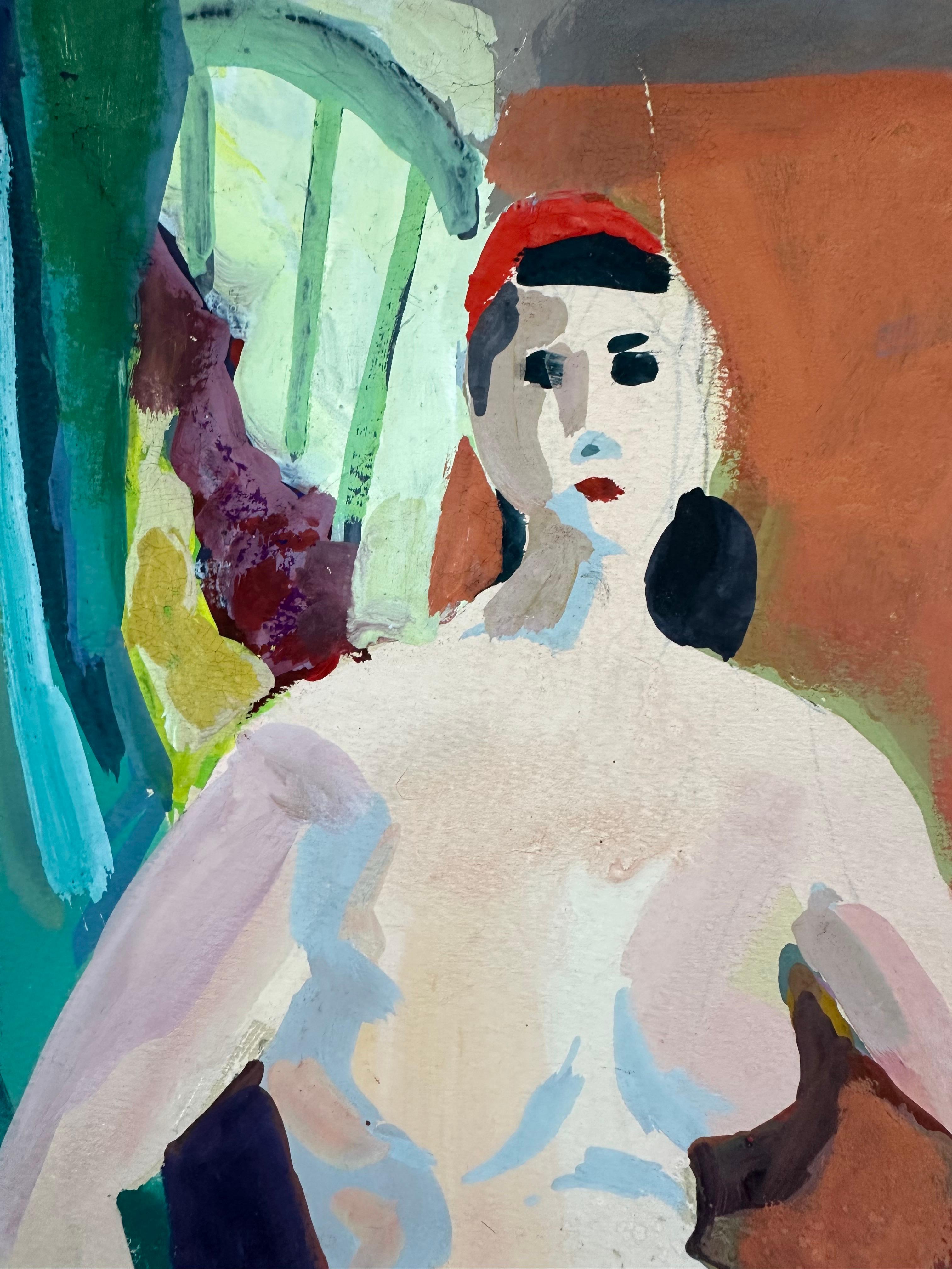 Astratto Donna Nudo Interno - Nude Painting Marrone di Joseph Kardonne