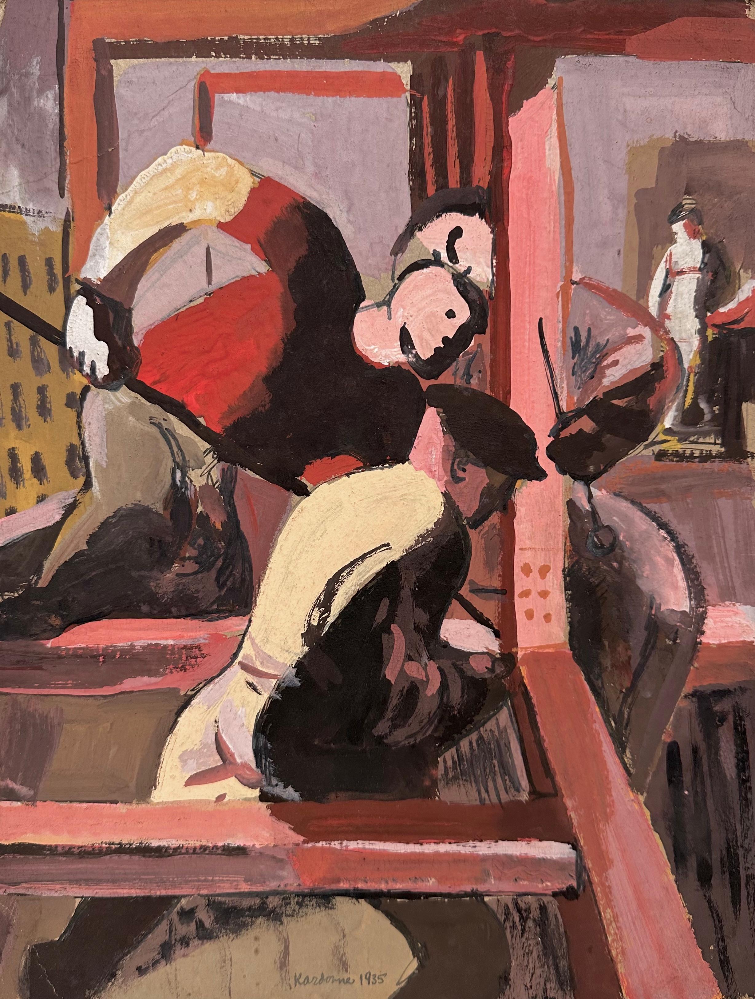 Scena di costruzione Paesaggio urbano industriale - Painting di Joseph Kardonne