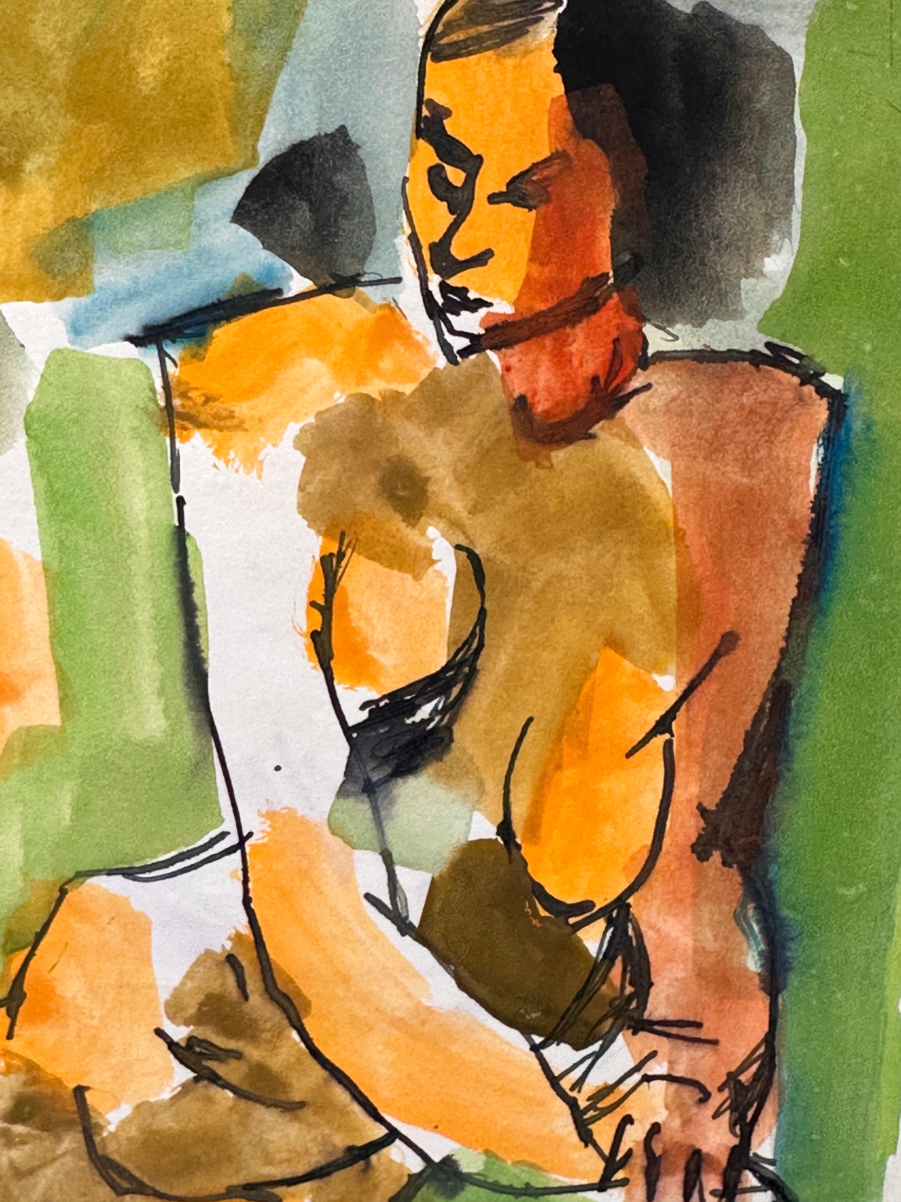 Femme nue cubiste - Painting de Joseph Kardonne