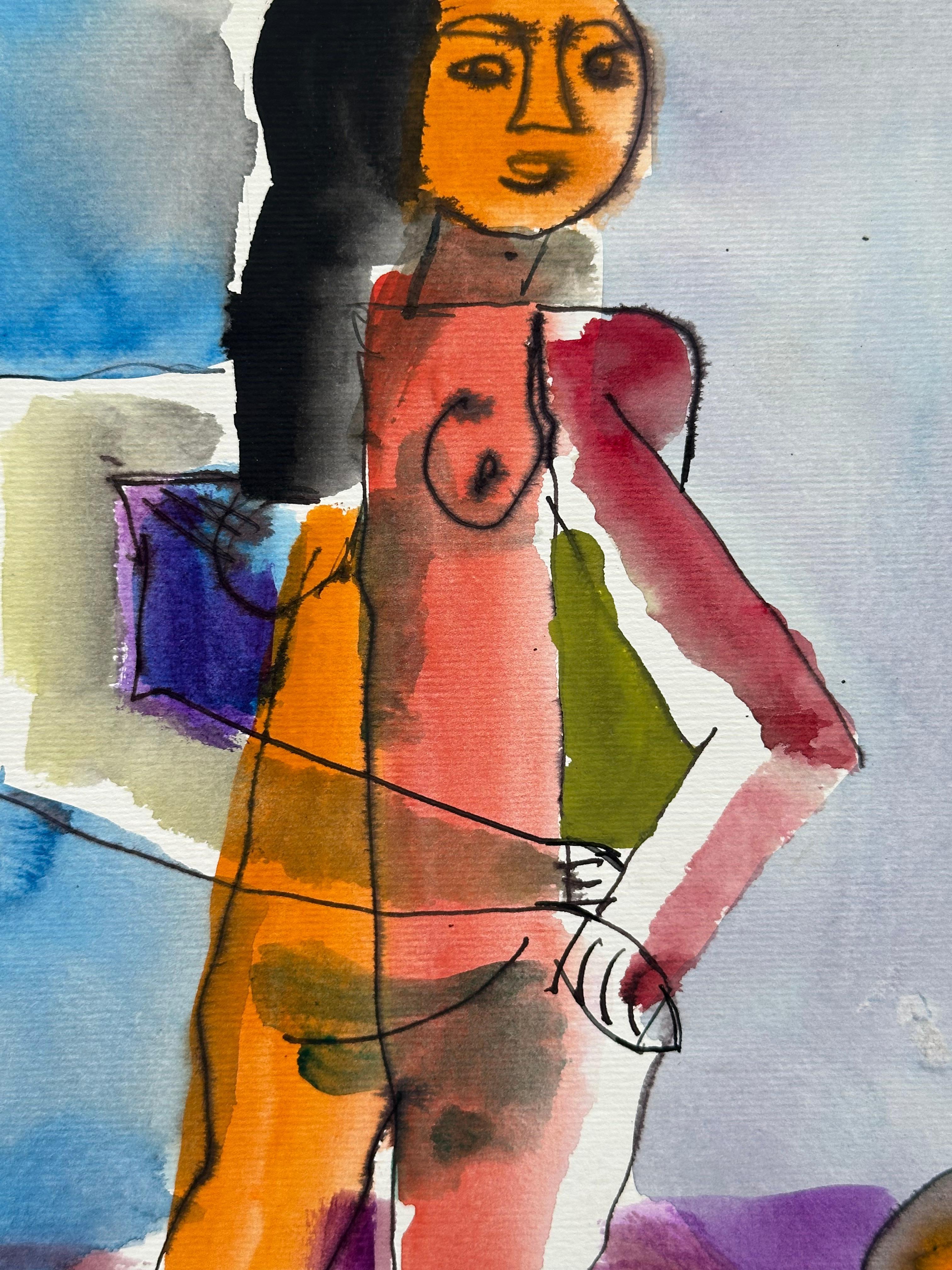 Donna cubista nuda - Painting di Joseph Kardonne
