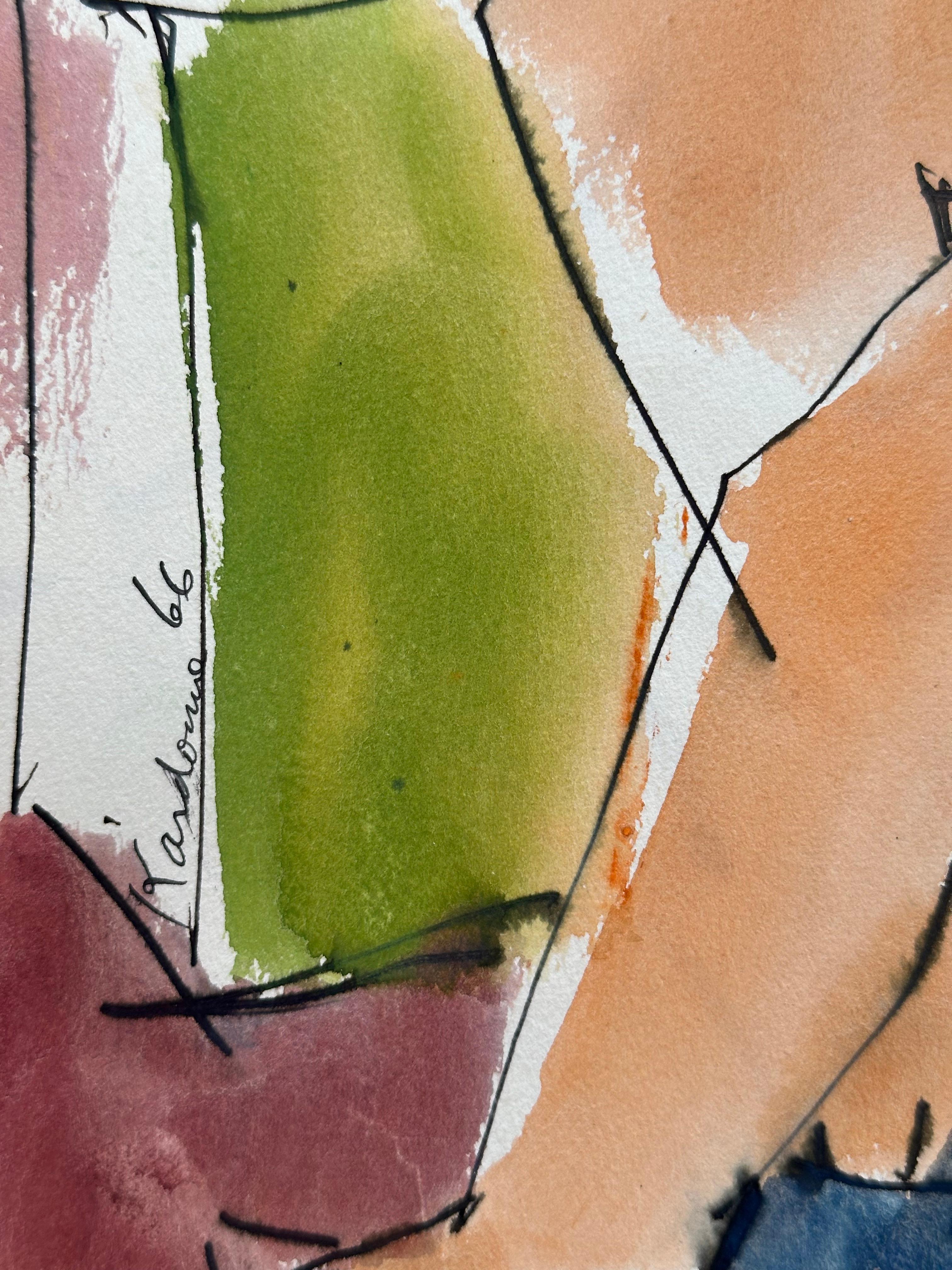 Donna cubista nuda - Nude Painting Marrone di Joseph Kardonne