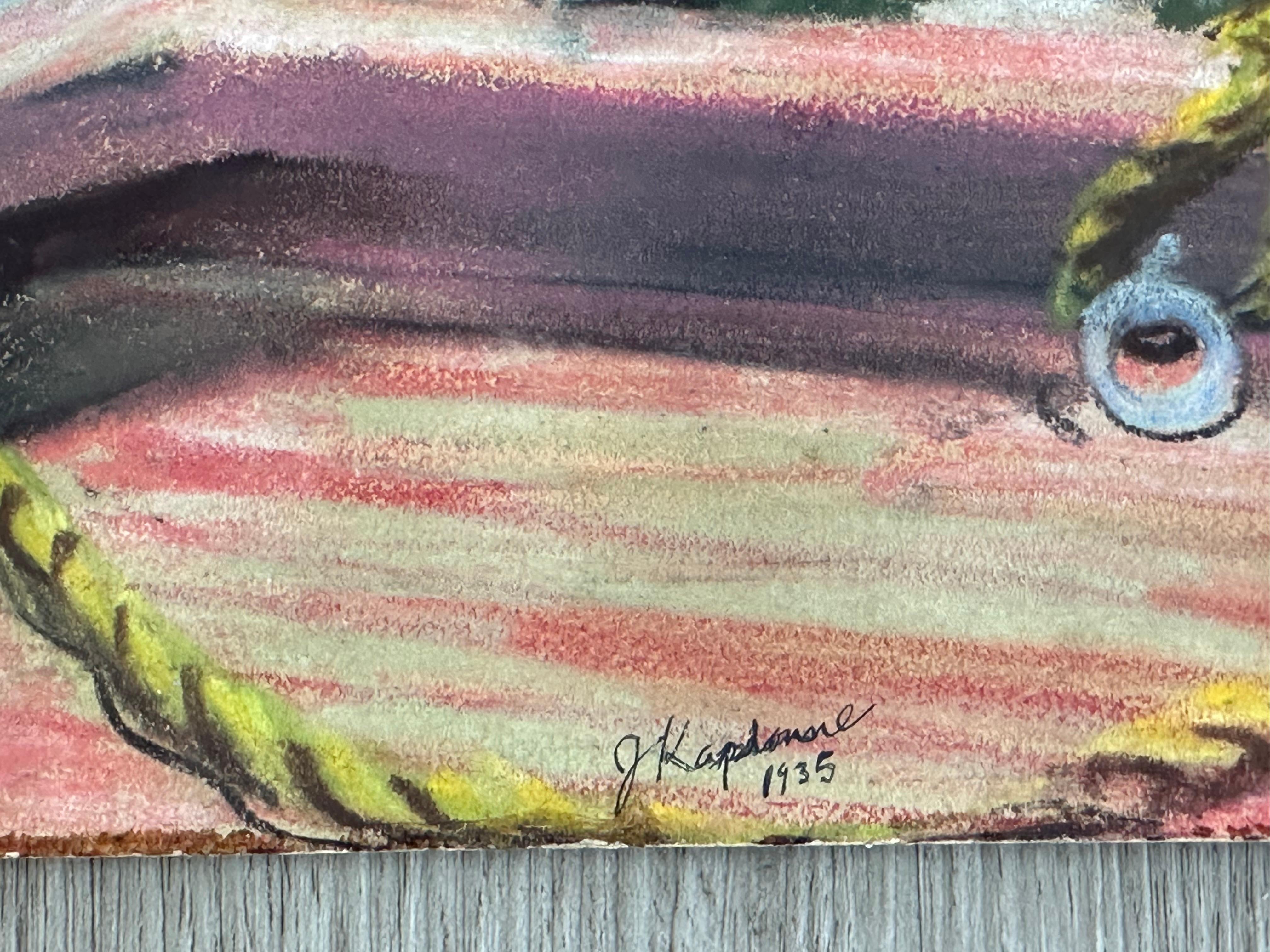 Male Nude in Industrial Landscape - Painting by Joseph Kardonne