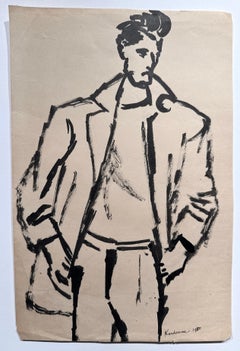 Retro Portrait of Man in Trench Coat