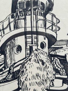 Tugboat WPA era painting