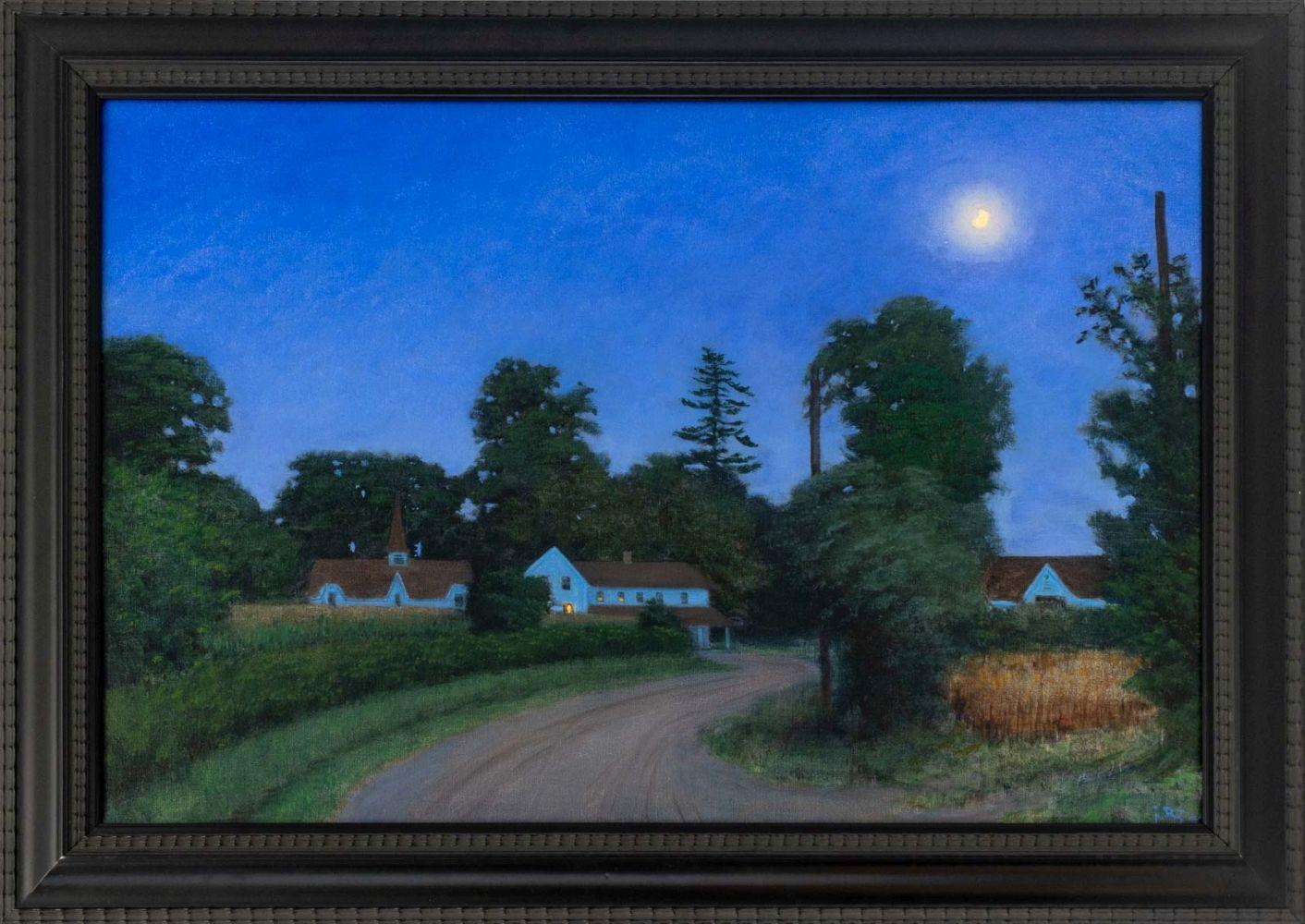 Joseph Keiffer Landscape Painting - "Moonrise, Early Summer", Contemporary Acrylic Painting, 1998