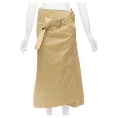 JOSEPH khaki cotton military safari trench inspired belted waist A-line skirt XS