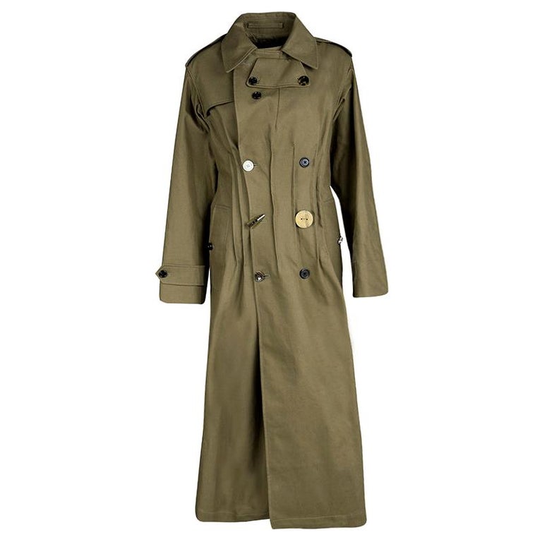 Joseph Khaki Twist Cotton Urb Double Breasted Trench Coat M at 1stDibs