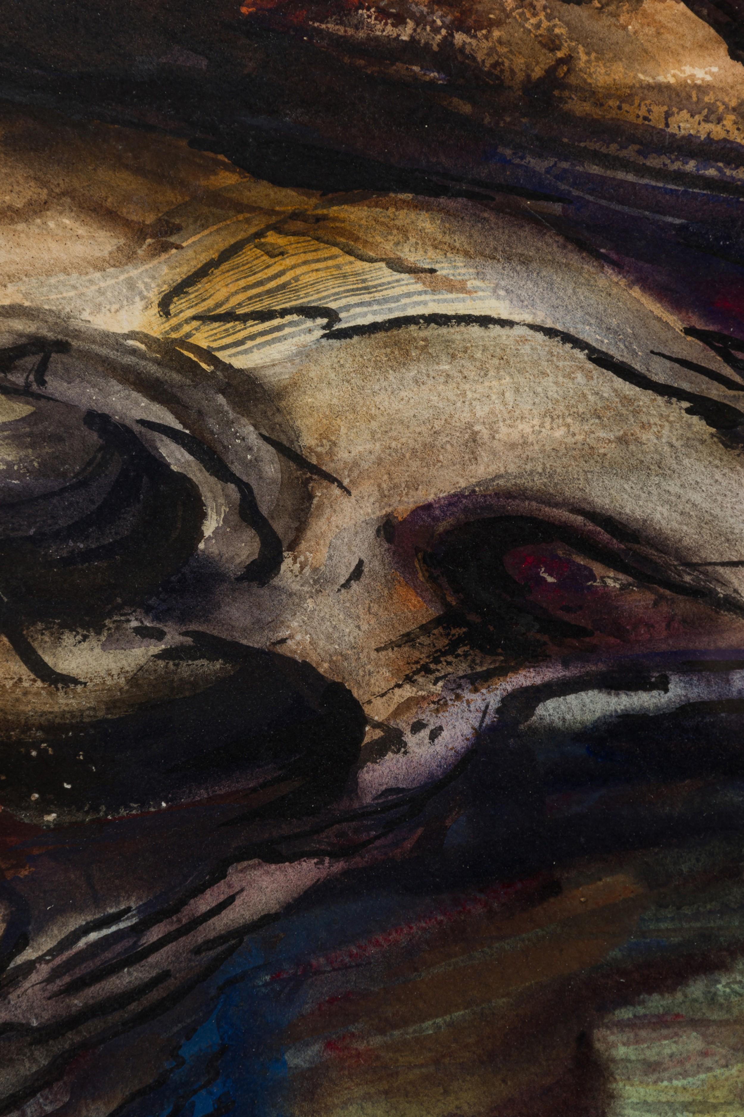 Acuarela abstracta americana de posguerra de Joseph Knowles, titulada 