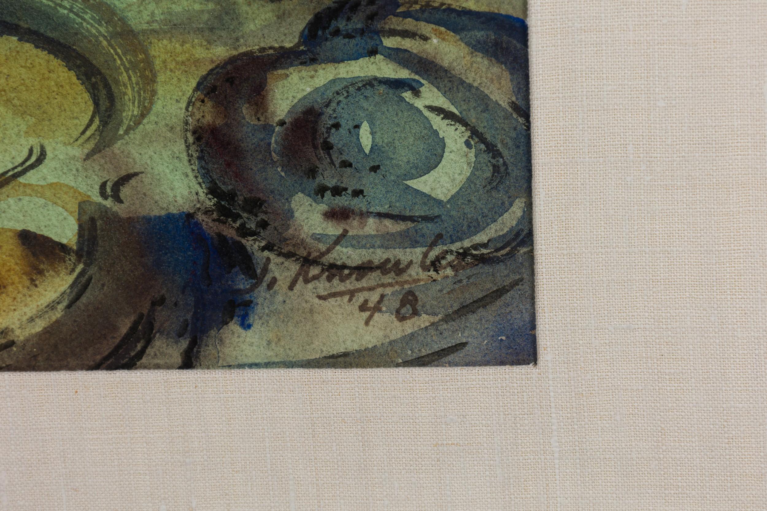 Acuarela abstracta americana de posguerra de Joseph Knowles, titulada 