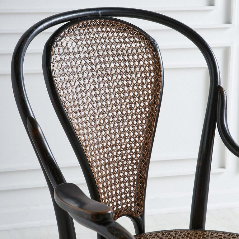 Joseph Kohn, Black Bentwood and Caned Pair of Chairs, 1900s at 1stDibs