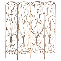 Joseph Konetsky Attribution, Folding Screen, Brass, USA, 1940s