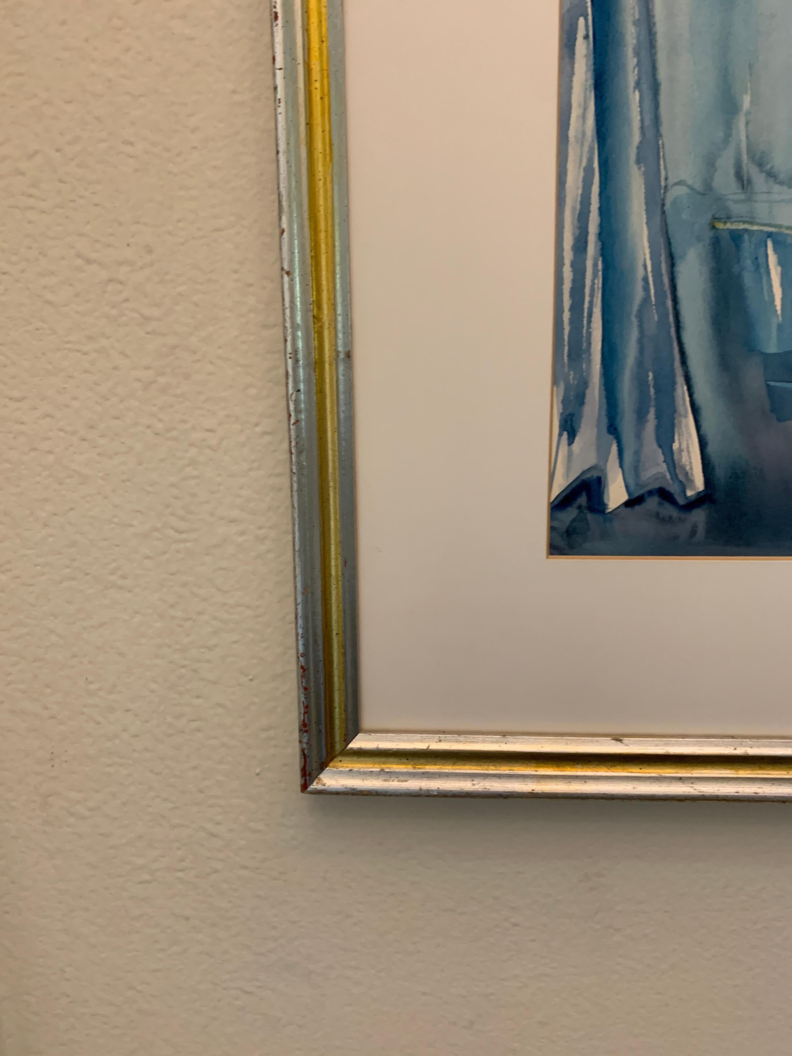 Joseph Kossonogi Original Mid Century Painting Blue Concert Scene Israeli Artist For Sale 2