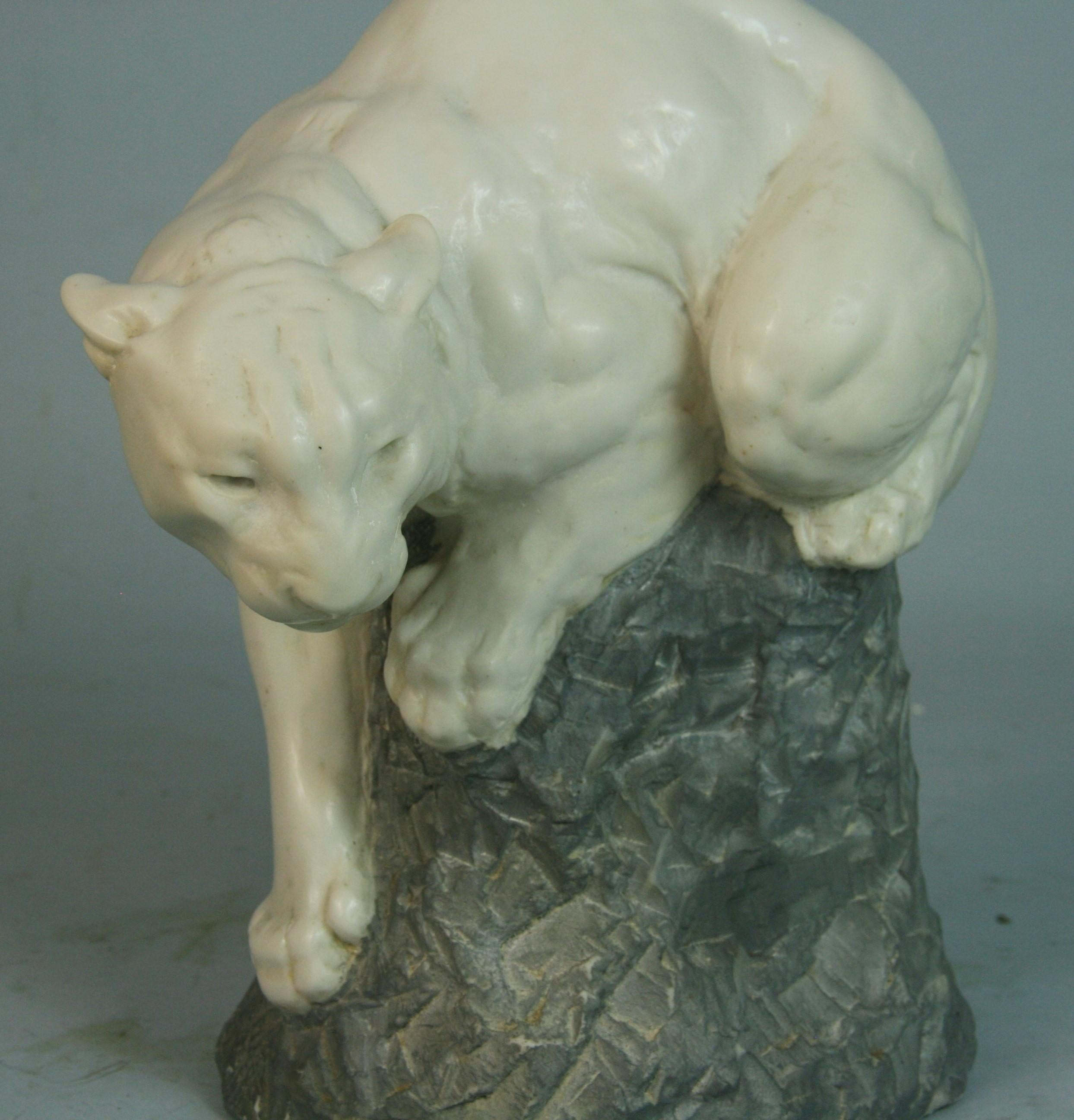 Joseph L. Boulton White Mountain Lion Stone Sculpture For Sale 7