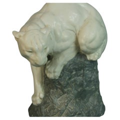Joseph L. Boulton White Mountain Lion Stone Sculpture