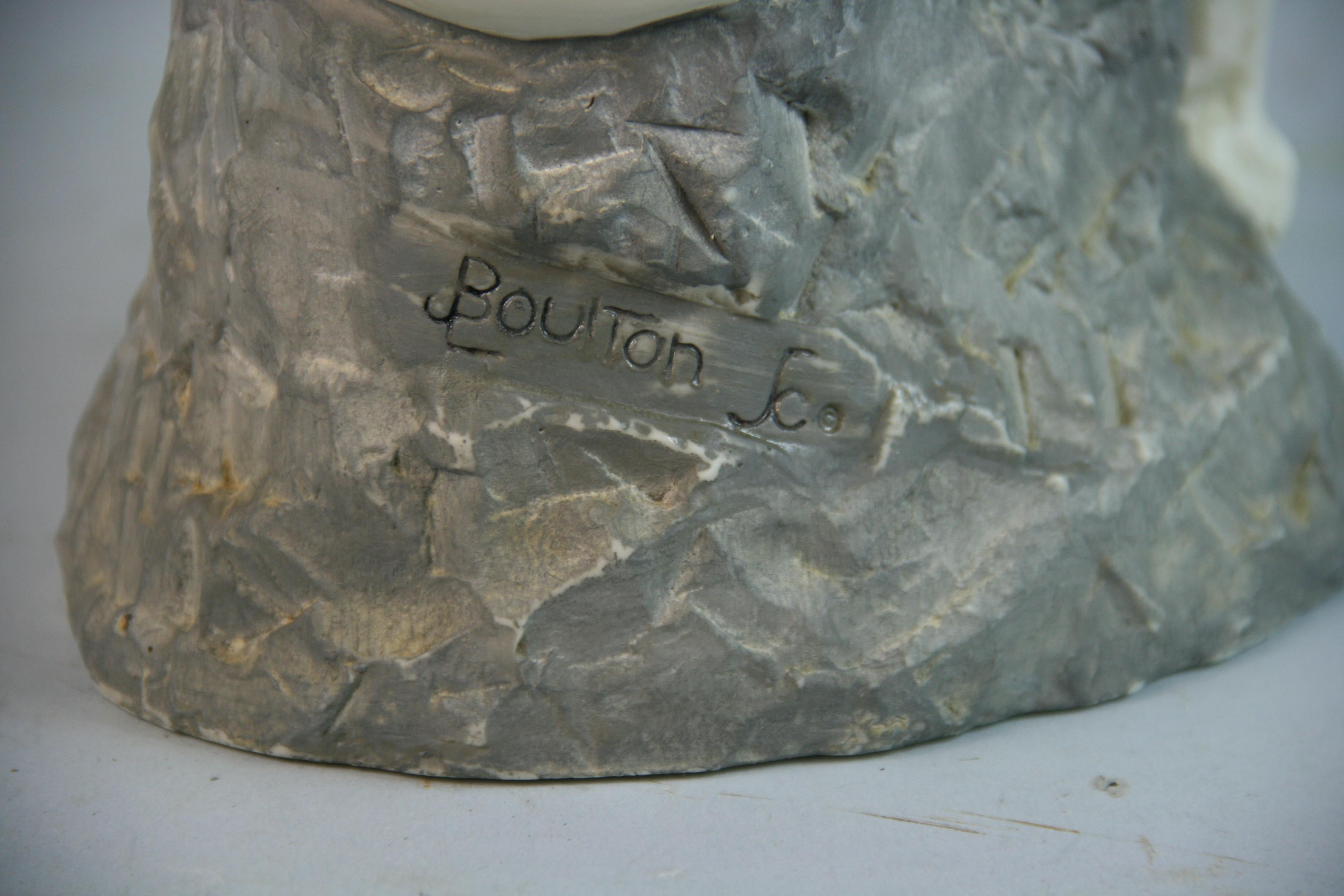 Joseph L. Boulton White Mountain Lion Stone Sculpture In Good Condition For Sale In Douglas Manor, NY