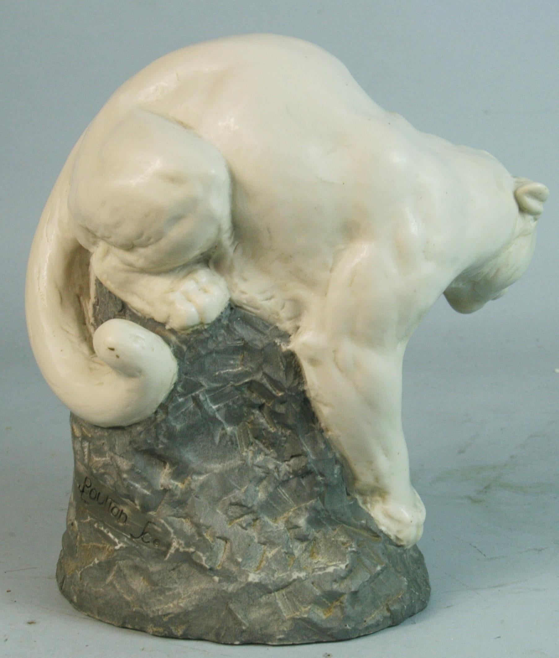 Mid-20th Century Joseph L. Boulton White Mountain Lion Stone Sculpture For Sale