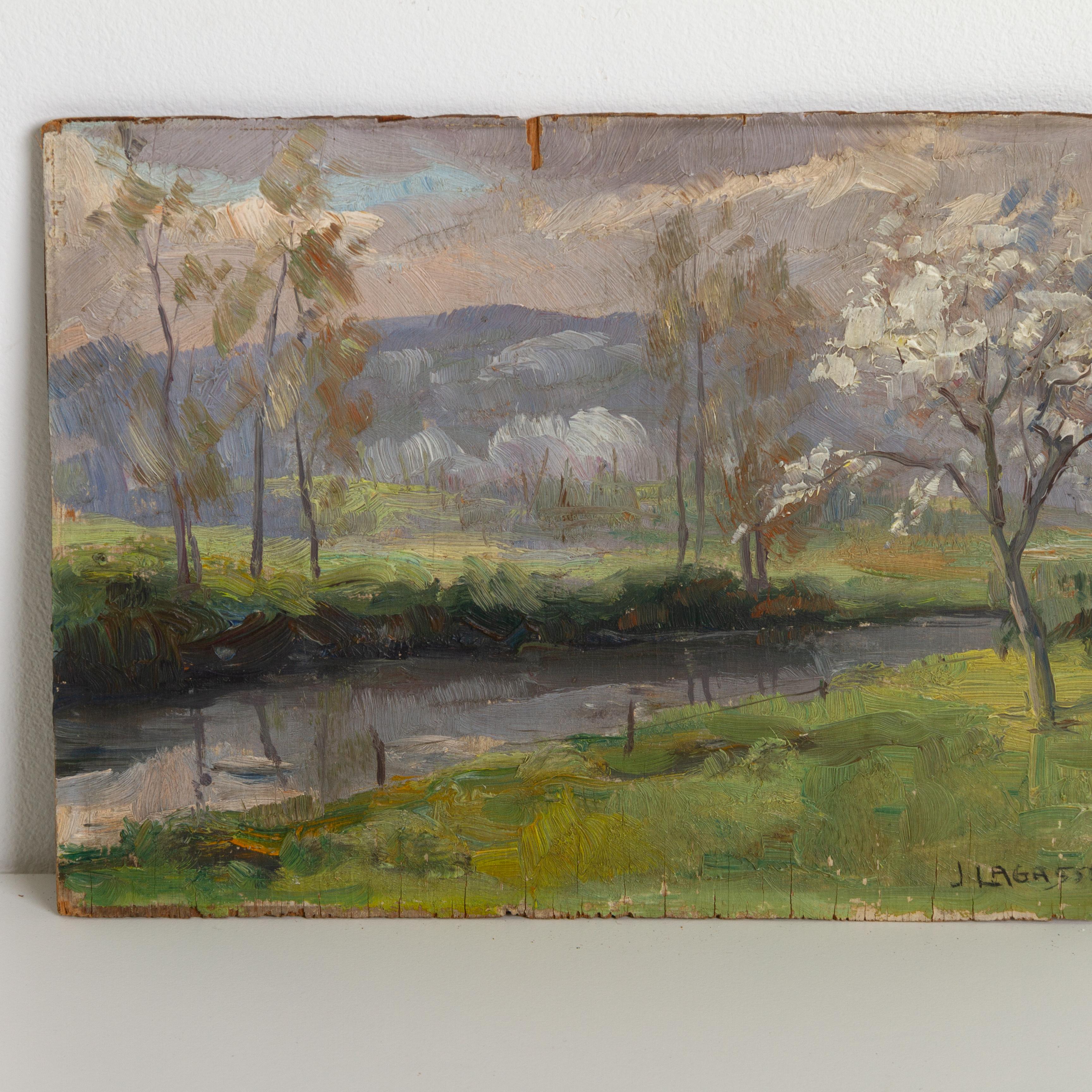 En buen estado
De una colección privada
Envío internacional gratuito
Joseph Lagasse (1878-1962) Pintura al óleo firmada Paisaje belga 
