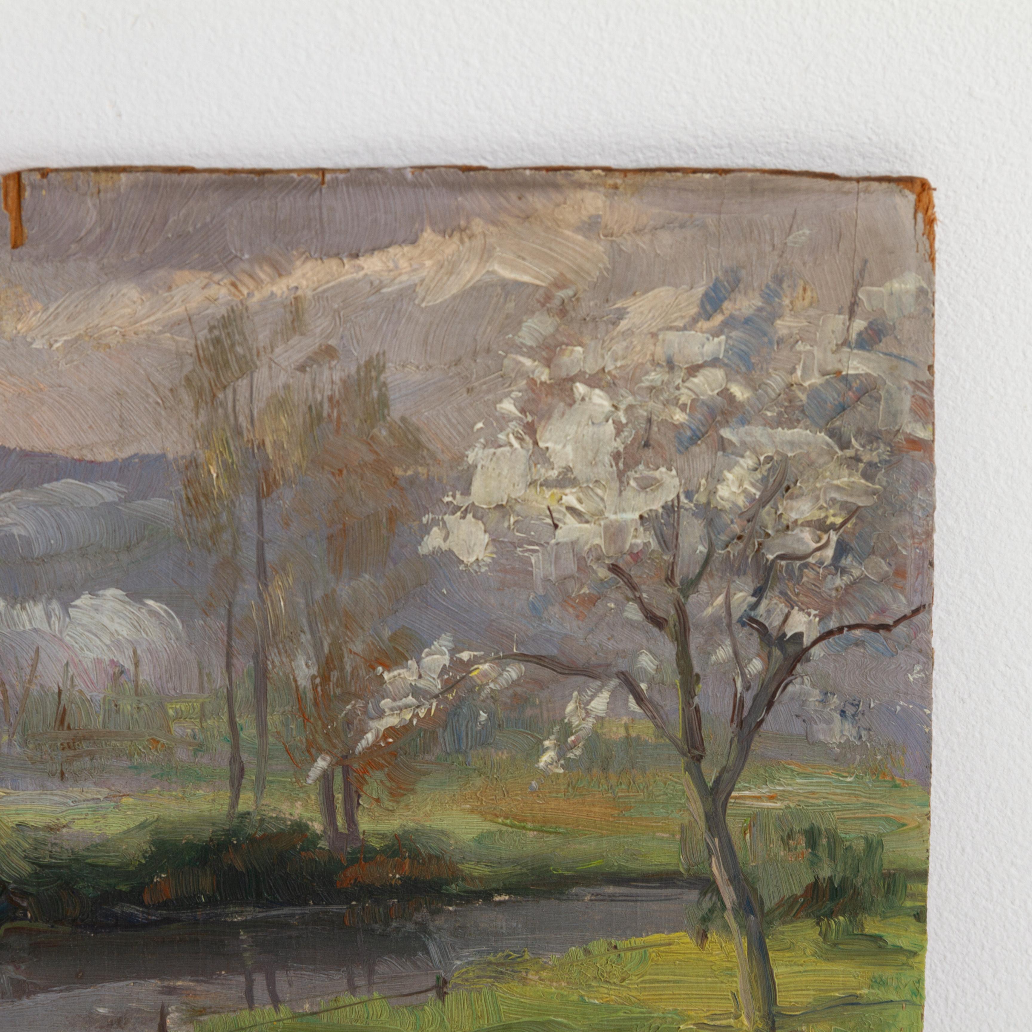 Joseph Lagasse (1878-1962) Pintura al óleo firmada Paisaje belga en Bueno estado para la venta en Nottingham, GB