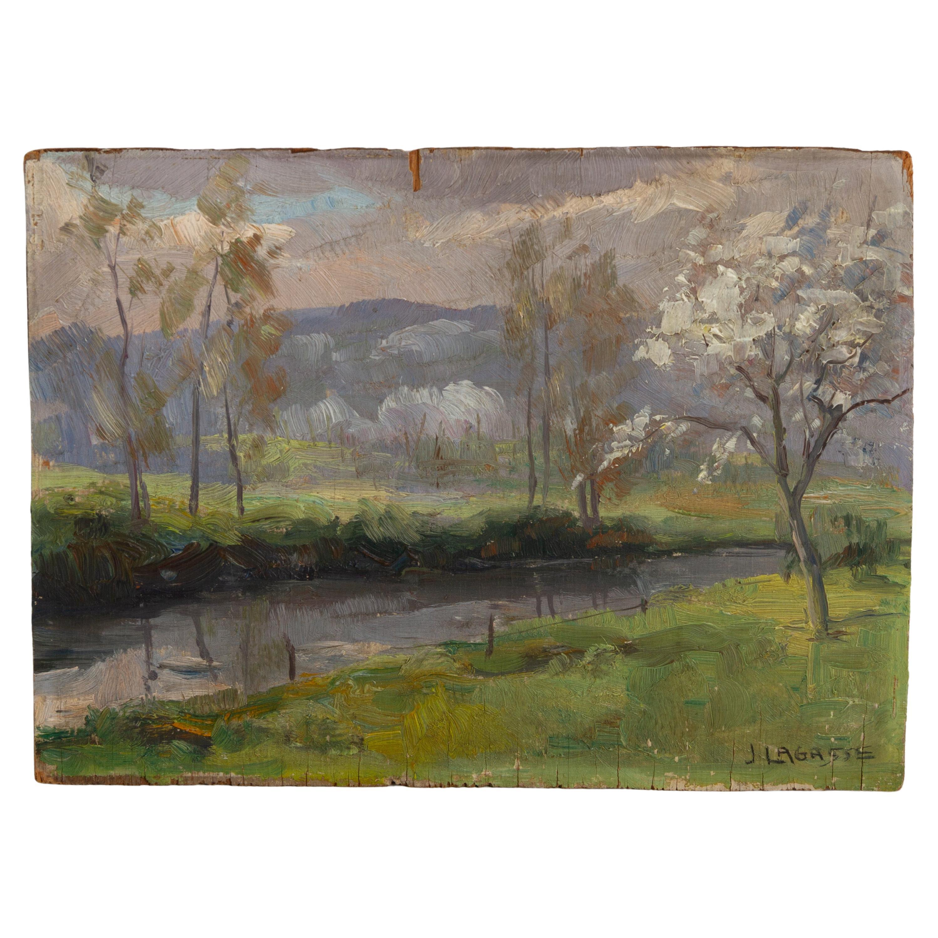 Joseph Lagasse (1878-1962) Signed Belgian Landscape Oil Painting 