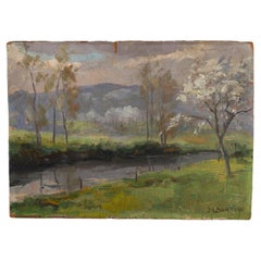 Vintage Joseph Lagasse (1878-1962) Signed Belgian Landscape Oil Painting 