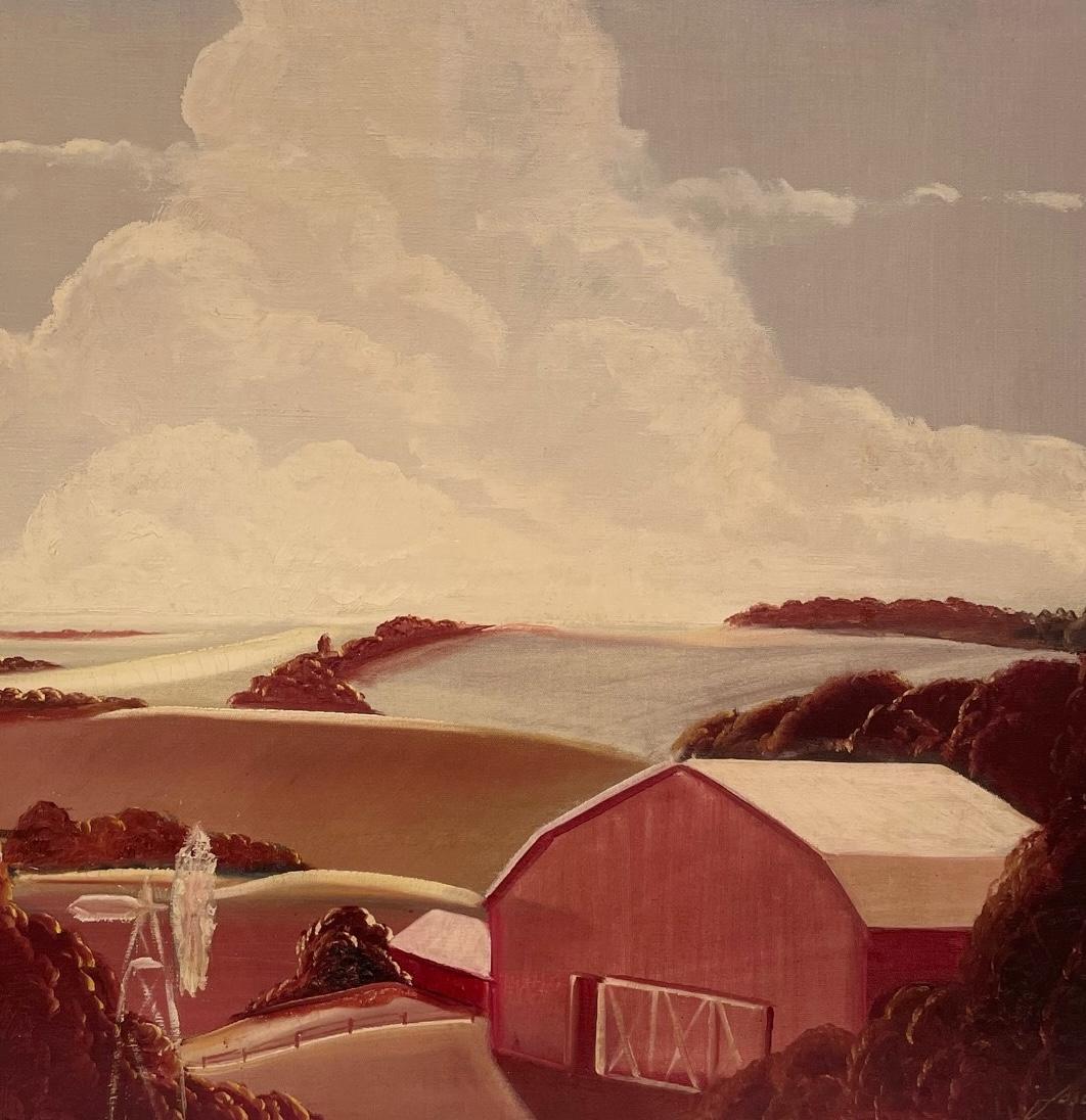 Ca. 1935 Scena di fattoria con tonalità atmosferiche dell'artista Joseph Lane's in vendita 4