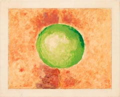 Green Circle Composition, Contemporary Mixed Media on Paper