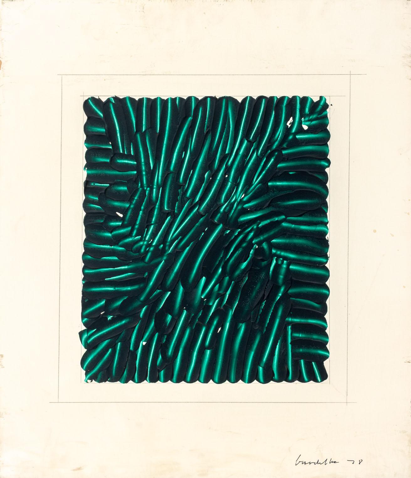 Joseph Lawrence Gardella Abstract Painting – Abstraction in Green, Abstract Expressionist Oil on Wood Panel