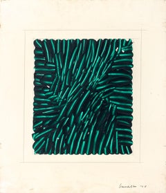 Abstraction in Green, Abstract Expressionist Oil on Wood Panel