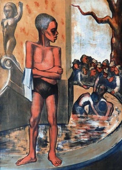 Joseph Leboit New York WPA Artist - Color Lithograph, circa 1930. "Pennies"