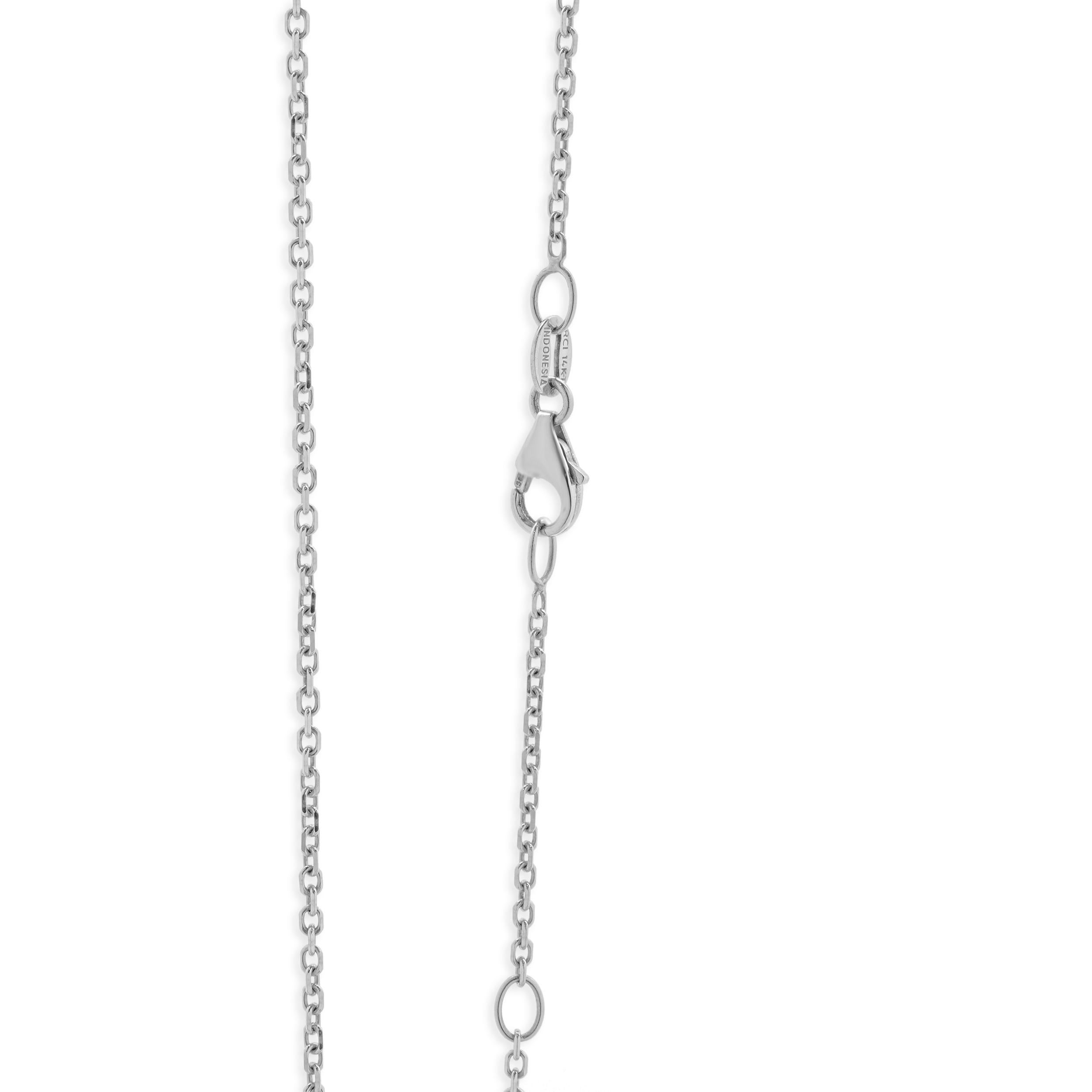 Taglio cuscino Joseph Levin - Collana di granati e diamanti in oro bianco 14 carati in vendita
